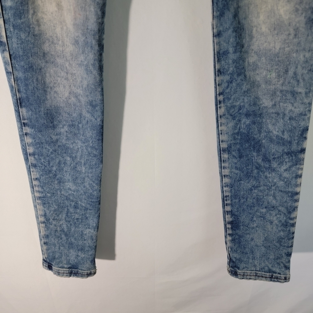 Kenzo GOLD DENIM VANY Skinny Mid-Rise Jeans Sz 6 Designer Beaded Gold Button - Picture 4 of 12